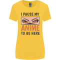 I Paused My Anime To Be Here Funny Womens Wider Cut T-Shirt Yellow
