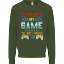 I Paused My Game to Be Here Gaming Gamer Kids Sweatshirt Jumper Forest Green