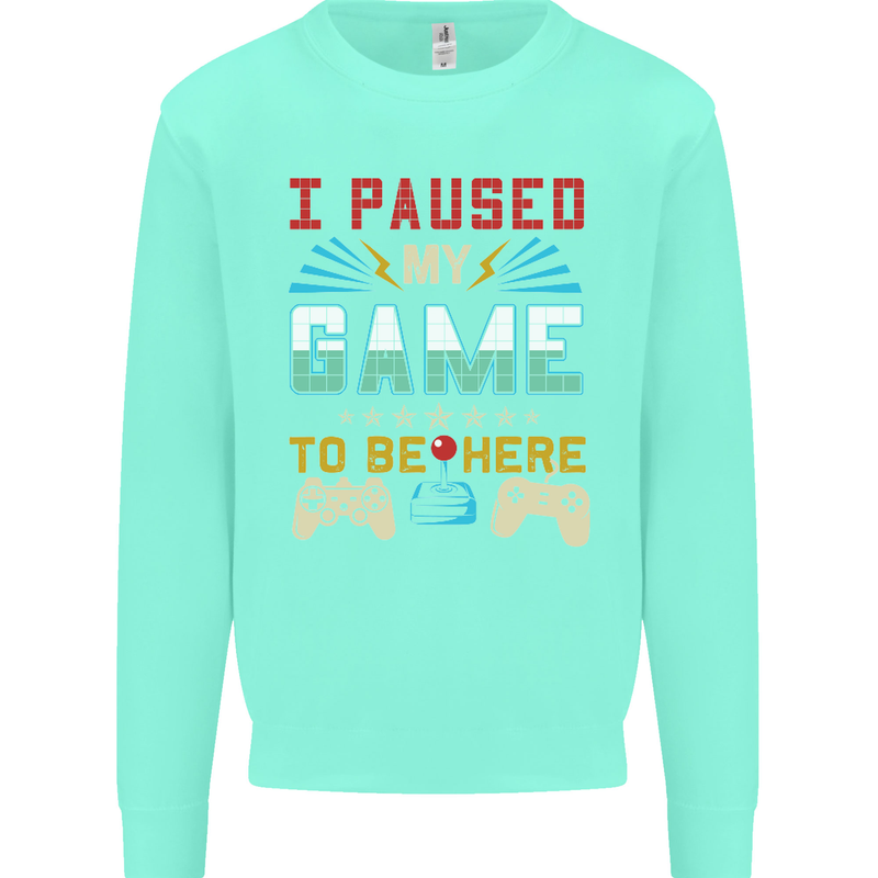 I Paused My Game to Be Here Gaming Gamer Kids Sweatshirt Jumper Peppermint