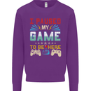 I Paused My Game to Be Here Gaming Gamer Kids Sweatshirt Jumper Purple