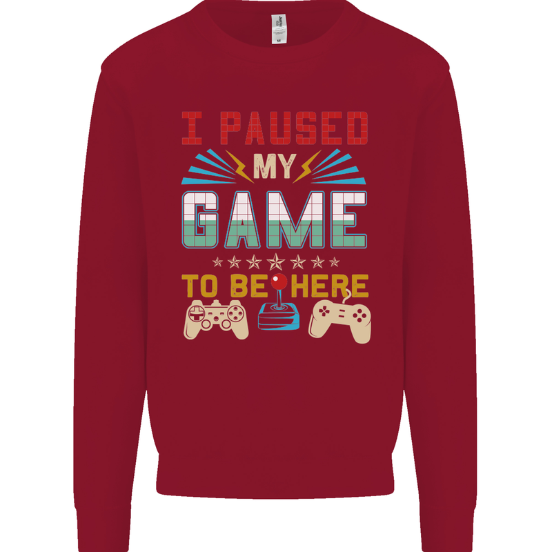 I Paused My Game to Be Here Gaming Gamer Kids Sweatshirt Jumper Red