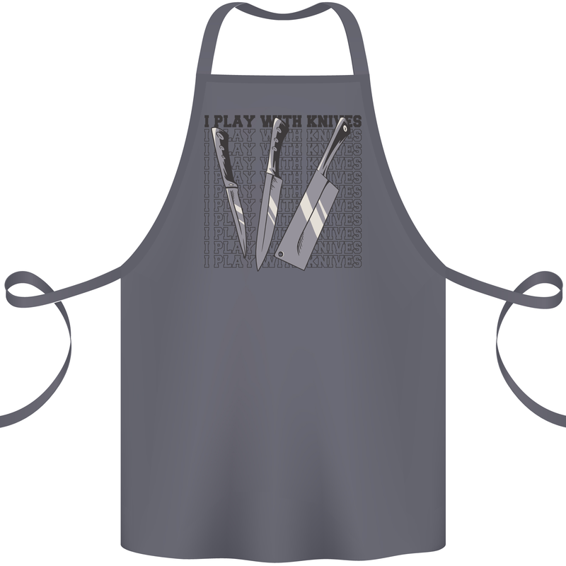 I Play With Knives Funny Chef Cotton Apron 100% Organic Steel