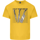 I Play With Knives Funny Chef Kids T-Shirt Childrens Yellow