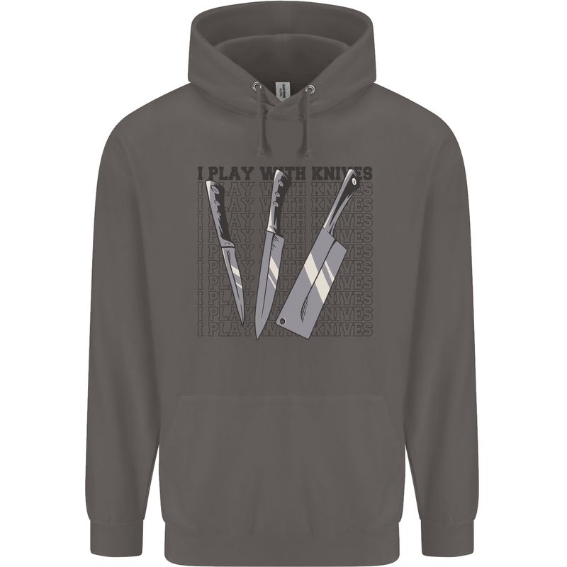 I Play With Knives Funny Chef Mens 80% Cotton Hoodie Charcoal