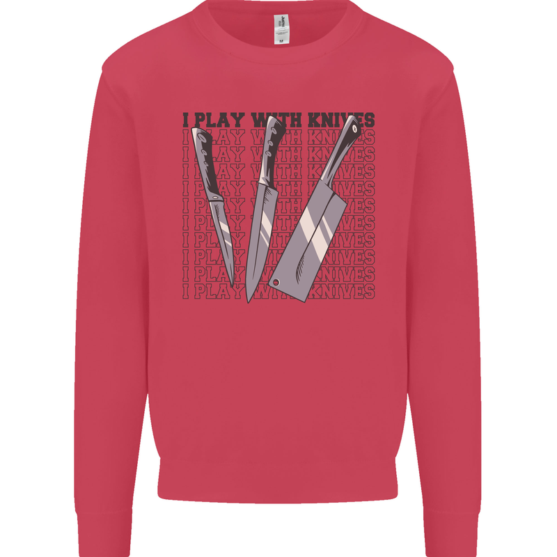 I Play With Knives Funny Chef Mens Sweatshirt Jumper Heliconia