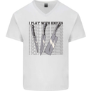 I Play With Knives Funny Chef Mens V-Neck Cotton T-Shirt White