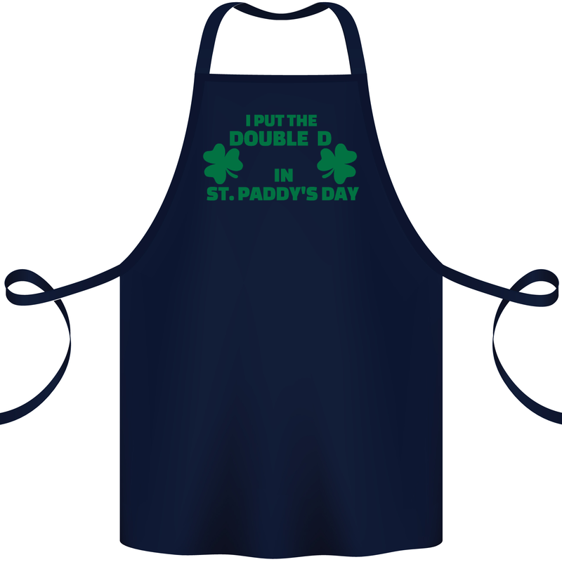 I Put the DD in St. Paddy's Day Funny Boobs Cotton Apron 100% Organic Navy Blue