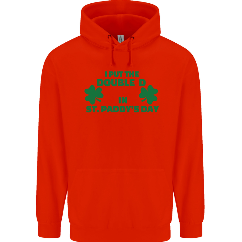 I Put the DD in St. Paddy's Day Funny Boobs Mens 80% Cotton Hoodie Bright Red