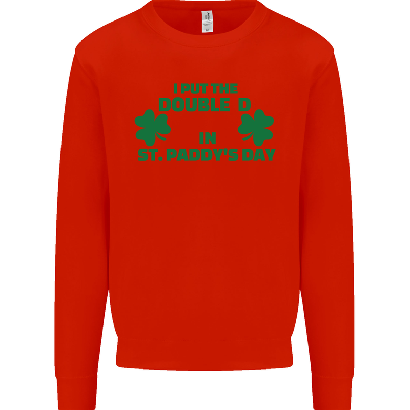I Put the DD in St. Paddy's Day Funny Boobs Mens Sweatshirt Jumper Bright Red