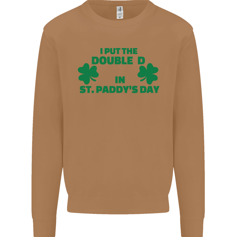I Put the DD in St. Paddy's Day Funny Boobs Mens Sweatshirt Jumper Caramel Latte