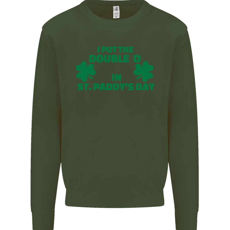 I Put the DD in St. Paddy's Day Funny Boobs Mens Sweatshirt Jumper Forest Green