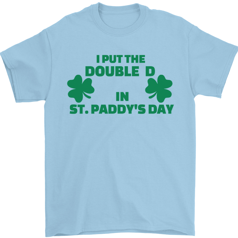I Put the DD in St. Paddy's Day Funny Boobs Mens T-Shirt Cotton Gildan Light Blue