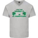 I Put the DD in St. Paddy's Day Funny Boobs Mens V-Neck Cotton T-Shirt Sports Grey