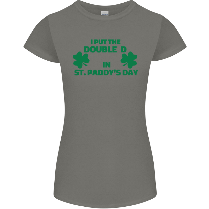 I Put the DD in St. Paddy's Day Funny Boobs Womens Petite Cut T-Shirt Charcoal