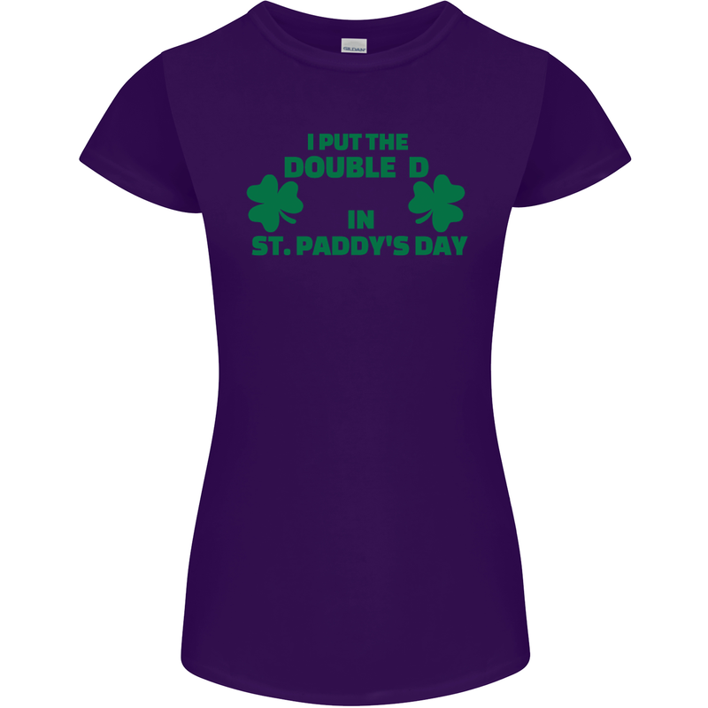 I Put the DD in St. Paddy's Day Funny Boobs Womens Petite Cut T-Shirt Purple