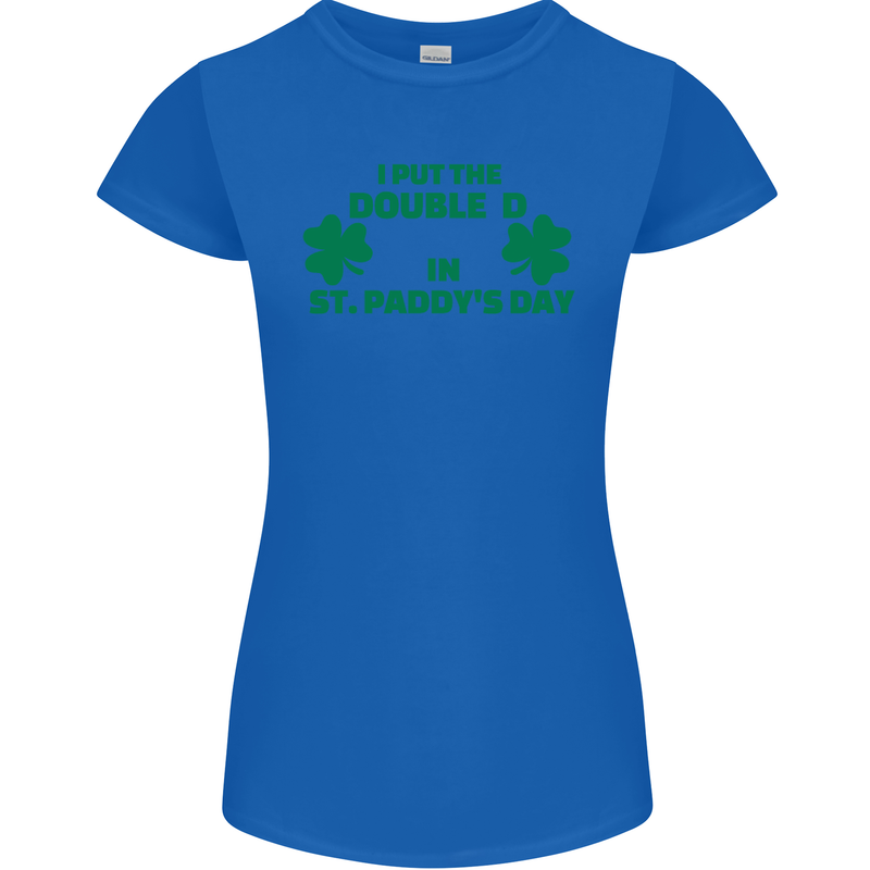I Put the DD in St. Paddy's Day Funny Boobs Womens Petite Cut T-Shirt Royal Blue