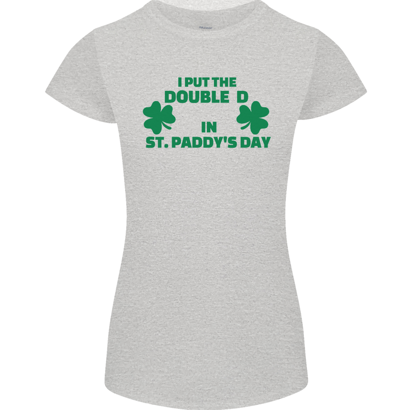 I Put the DD in St. Paddy's Day Funny Boobs Womens Petite Cut T-Shirt Sports Grey