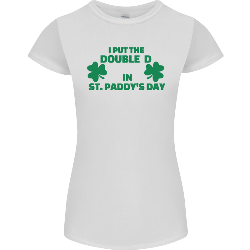 I Put the DD in St. Paddy's Day Funny Boobs Womens Petite Cut T-Shirt White