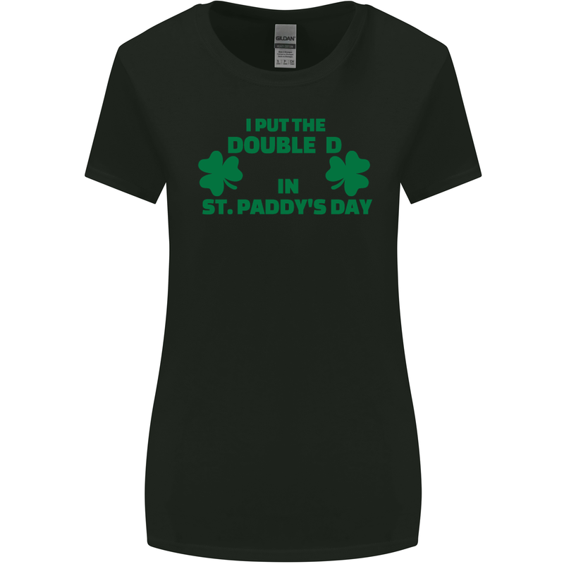 I Put the DD in St. Paddy's Day Funny Boobs Womens Wider Cut T-Shirt Black
