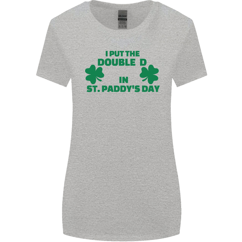 I Put the DD in St. Paddy's Day Funny Boobs Womens Wider Cut T-Shirt Sports Grey
