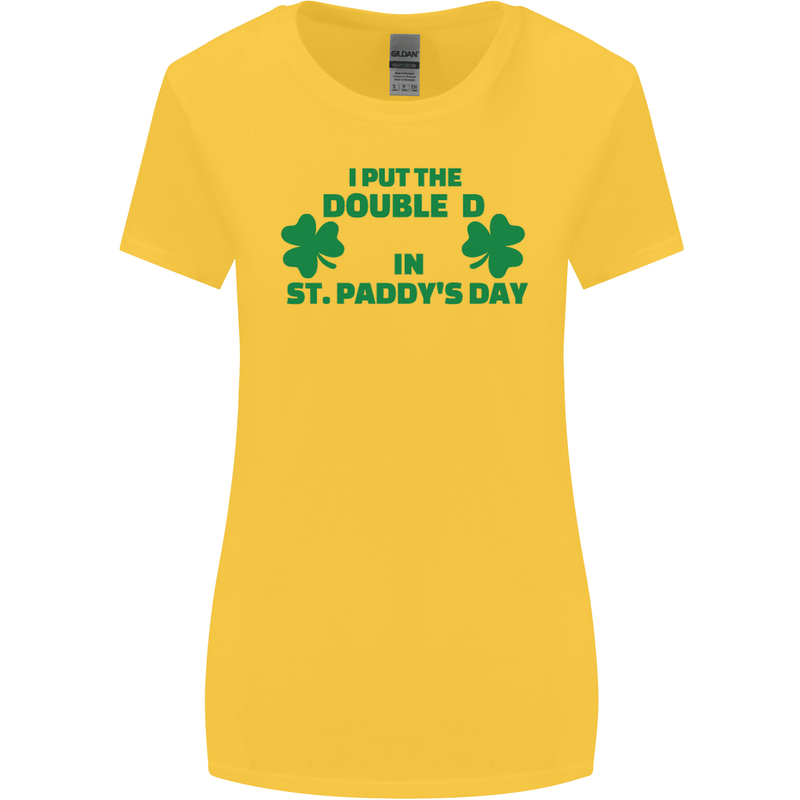 I Put the DD in St. Paddy's Day Funny Boobs Womens Wider Cut T-Shirt Yellow