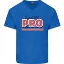 I Put the Pro In Procrastination Procrastinate Mens V-Neck Cotton T-Shirt Royal Blue