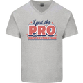 I Put the Pro In Procrastination Procrastinate Mens V-Neck Cotton T-Shirt Sports Grey