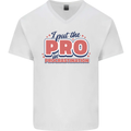 I Put the Pro In Procrastination Procrastinate Mens V-Neck Cotton T-Shirt White