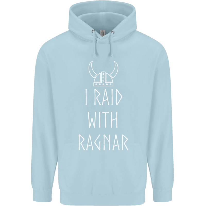 I Raid With Ragnar The Vikings Valhalla Childrens Kids Hoodie Light Blue