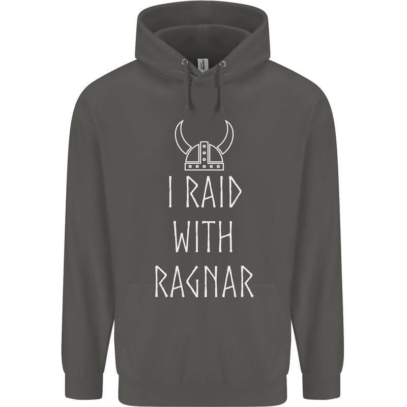 I Raid With Ragnar The Vikings Valhalla Childrens Kids Hoodie Storm Grey