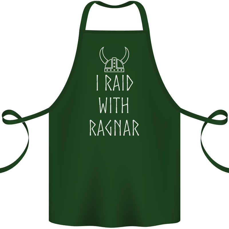 I Raid With Ragnar The Vikings Valhalla Cotton Apron 100% Organic Forest Green