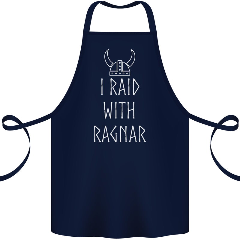I Raid With Ragnar The Vikings Valhalla Cotton Apron 100% Organic Navy Blue