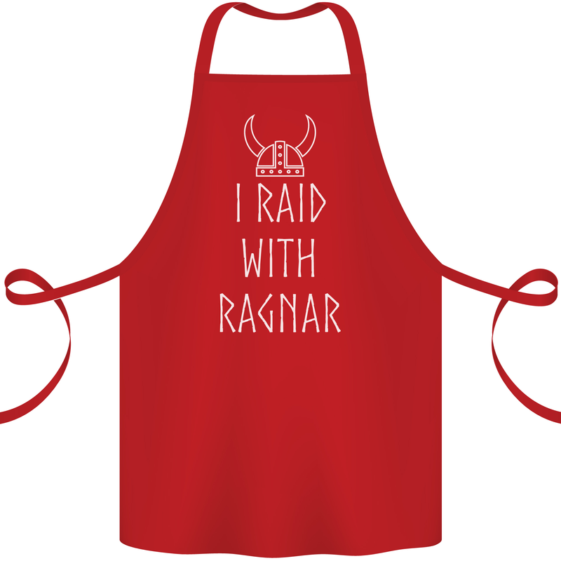 I Raid With Ragnar The Vikings Valhalla Cotton Apron 100% Organic Red