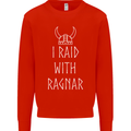 I Raid With Ragnar The Vikings Valhalla Kids Sweatshirt Jumper Bright Red