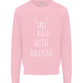 I Raid With Ragnar The Vikings Valhalla Kids Sweatshirt Jumper Light Pink