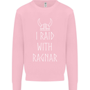 I Raid With Ragnar The Vikings Valhalla Kids Sweatshirt Jumper Light Pink