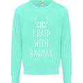 I Raid With Ragnar The Vikings Valhalla Kids Sweatshirt Jumper Peppermint