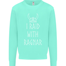 I Raid With Ragnar The Vikings Valhalla Kids Sweatshirt Jumper Peppermint