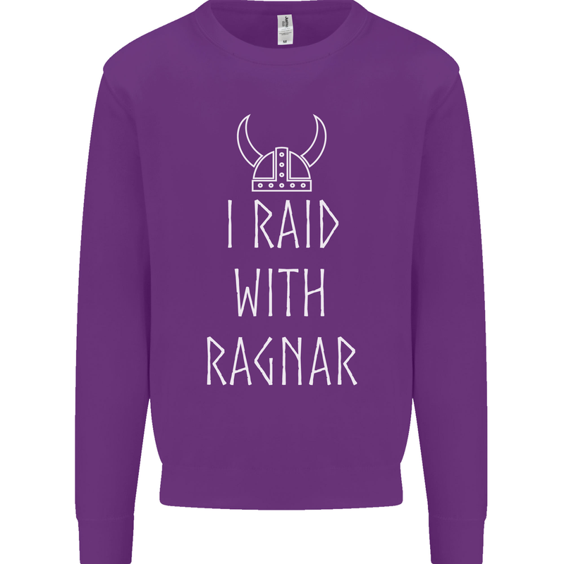 I Raid With Ragnar The Vikings Valhalla Kids Sweatshirt Jumper Purple