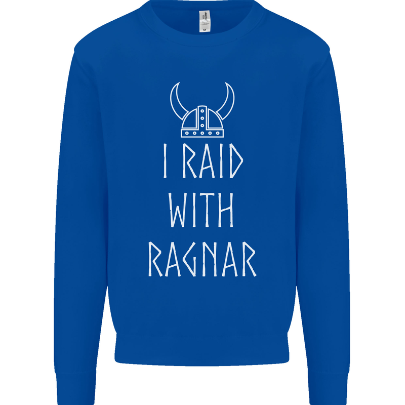 I Raid With Ragnar The Vikings Valhalla Kids Sweatshirt Jumper Royal Blue
