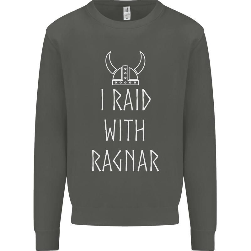 I Raid With Ragnar The Vikings Valhalla Kids Sweatshirt Jumper Storm Grey