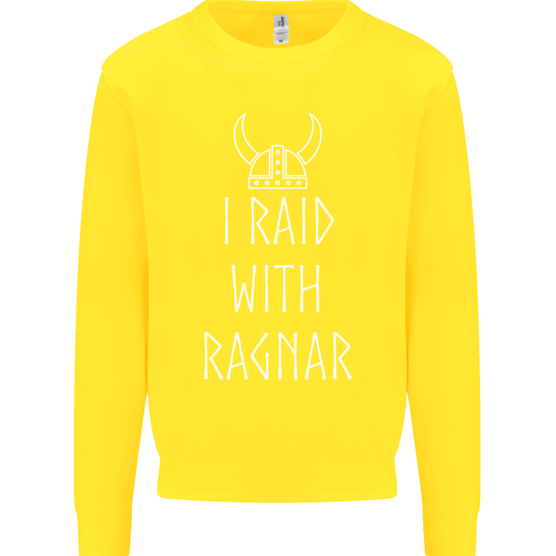 I Raid With Ragnar The Vikings Valhalla Kids Sweatshirt Jumper Yellow