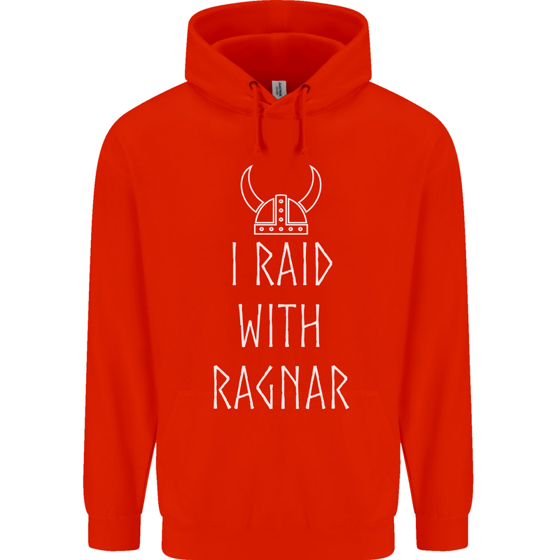 I Raid With Ragnar The Vikings Valhalla Mens 80% Cotton Hoodie Bright Red