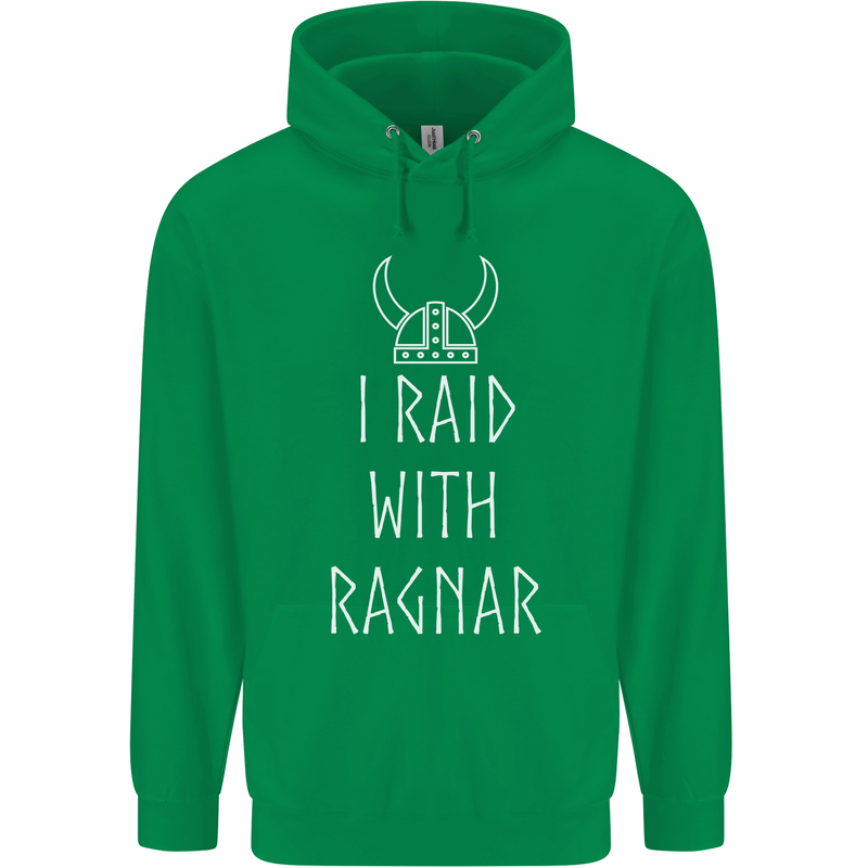 I Raid With Ragnar The Vikings Valhalla Mens 80% Cotton Hoodie Irish Green