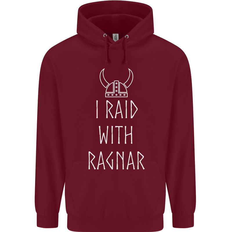 I Raid With Ragnar The Vikings Valhalla Mens 80% Cotton Hoodie Maroon