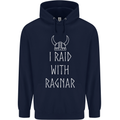 I Raid With Ragnar The Vikings Valhalla Mens 80% Cotton Hoodie Navy Blue