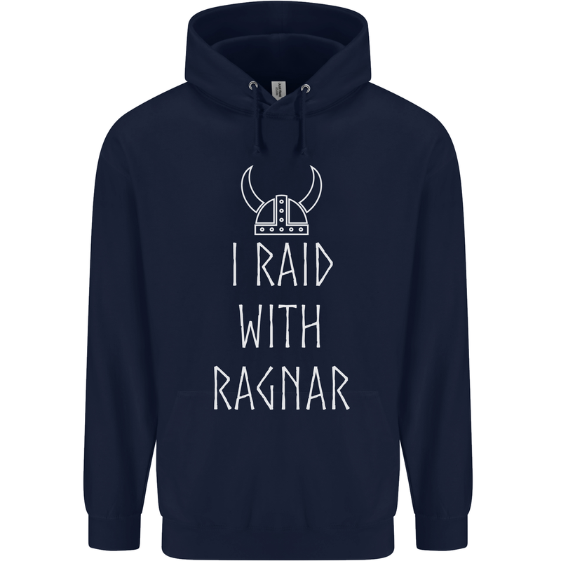 I Raid With Ragnar The Vikings Valhalla Mens 80% Cotton Hoodie Navy Blue