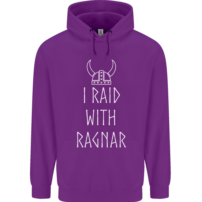 I Raid With Ragnar The Vikings Valhalla Mens 80% Cotton Hoodie Purple