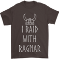 I Raid With Ragnar The Vikings Valhalla Mens T-Shirt Cotton Gildan Dark Chocolate
