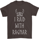 I Raid With Ragnar The Vikings Valhalla Mens T-Shirt Cotton Gildan Dark Chocolate